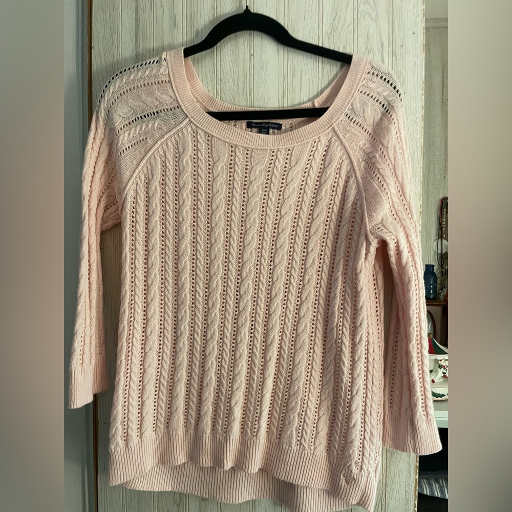 American Eagle Outfitters Light Pink Knit Sweater